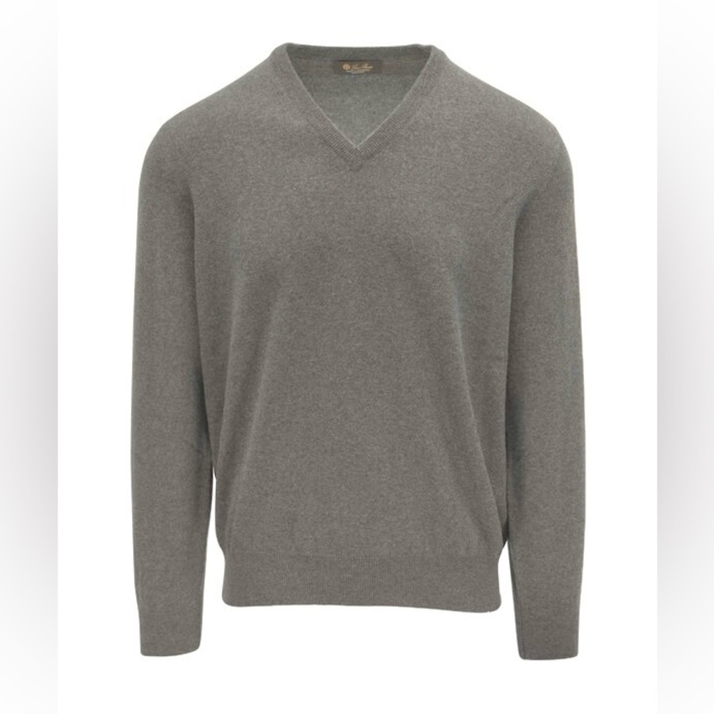 Loro Piana 100% Cashmere Taupe V Neck Sweater Size 50 (US L)